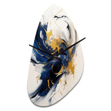 Dark Blue and Gold Strokes VII - Asymmetric Metal Wall Clock