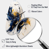 Dark Blue and Gold Strokes VII - Asymmetric Metal Wall Clock