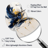 Dark Blue and Gold Strokes VII - Asymmetric Metal Wall Clock