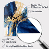 Dark Blue and Gold Strokes VIII - Asymmetric Metal Wall Clock