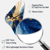 Dark Blue and Gold Strokes VIII - Asymmetric Metal Wall Clock