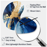 Dark Blue and Gold Strokes VIII - Asymmetric Metal Wall Clock