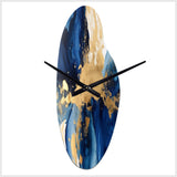 Dark Blue and Gold Strokes VIII - Asymmetric Metal Wall Clock