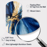 Dark Blue and Gold Strokes VIII - Asymmetric Metal Wall Clock