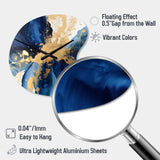 Dark Blue and Gold Strokes VIII - Asymmetric Metal Wall Clock
