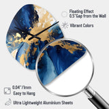 Dark Blue and Gold Strokes VIII - Asymmetric Metal Wall Clock