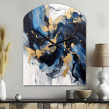 Dark Blue and Gold Strokes XII - Asymmetric Metal Wall Clock