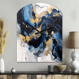 Dark Blue and Gold Strokes XII - Asymmetric Metal Wall Clock