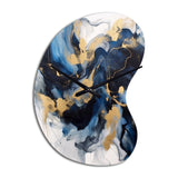 Dark Blue and Gold Strokes XII - Asymmetric Metal Wall Clock