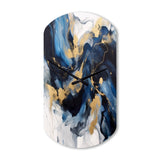 Dark Blue and Gold Strokes XII - Asymmetric Metal Wall Clock