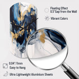 Dark Blue and Gold Strokes XII - Asymmetric Metal Wall Clock