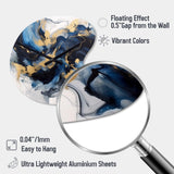 Dark Blue and Gold Strokes XII - Asymmetric Metal Wall Clock