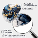 Dark Blue and Gold Strokes XII - Asymmetric Metal Wall Clock