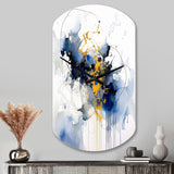 Dark Blue and Gold Strokes XIII - Asymmetric Metal Wall Clock