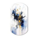 Dark Blue and Gold Strokes XIII - Asymmetric Metal Wall Clock