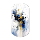 Dark Blue and Gold Strokes XIII - Asymmetric Metal Wall Clock