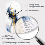 Dark Blue and Gold Strokes XIII - Asymmetric Metal Wall Clock
