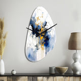 Dark Blue and Gold Strokes XIII - Asymmetric Metal Wall Clock