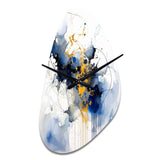 Dark Blue and Gold Strokes XIII - Asymmetric Metal Wall Clock