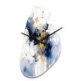 Dark Blue and Gold Strokes XIII - Asymmetric Metal Wall Clock