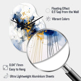 Dark Blue and Gold Strokes XIII - Asymmetric Metal Wall Clock