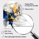Dark Blue and Gold Strokes XIV - Asymmetric Metal Wall Clock