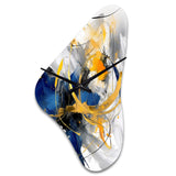 Dark Blue and Gold Strokes XIV - Asymmetric Metal Wall Clock