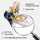 Dark Blue and Gold Strokes XIV - Asymmetric Metal Wall Clock