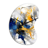 Dark Blue and Gold Strokes XIV - Asymmetric Metal Wall Clock