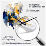 Dark Blue and Gold Strokes XIV - Asymmetric Metal Wall Clock