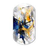 Dark Blue and Gold Strokes XIV - Asymmetric Metal Wall Clock