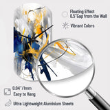 Dark Blue and Gold Strokes XIV - Asymmetric Metal Wall Clock