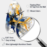 Dark Blue and Gold Strokes XIV - Asymmetric Metal Wall Clock