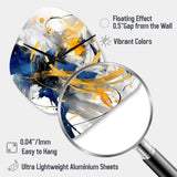 Dark Blue and Gold Strokes XIV - Asymmetric Metal Wall Clock
