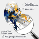 Dark Blue and Gold Strokes XIV - Asymmetric Metal Wall Clock