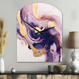 Purple and Gold Strokes I - Asymmetric Metal Wall Clock