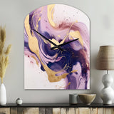 Purple and Gold Strokes I - Asymmetric Metal Wall Clock