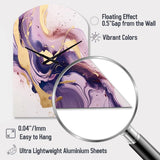 Purple and Gold Strokes I - Asymmetric Metal Wall Clock