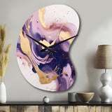 Purple and Gold Strokes I - Asymmetric Metal Wall Clock