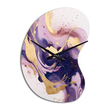 Purple and Gold Strokes I - Asymmetric Metal Wall Clock