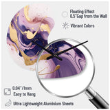 Purple and Gold Strokes I - Asymmetric Metal Wall Clock