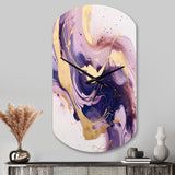 Purple and Gold Strokes I - Asymmetric Metal Wall Clock