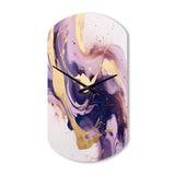 Purple and Gold Strokes I - Asymmetric Metal Wall Clock