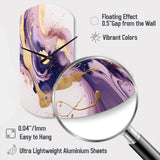 Purple and Gold Strokes I - Asymmetric Metal Wall Clock