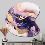 Purple and Gold Strokes I - Asymmetric Metal Wall Clock