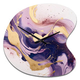 Purple and Gold Strokes I - Asymmetric Metal Wall Clock