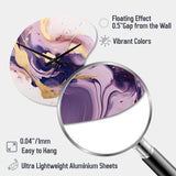 Purple and Gold Strokes I - Asymmetric Metal Wall Clock