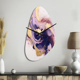 Purple and Gold Strokes I - Asymmetric Metal Wall Clock