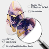Purple and Gold Strokes I - Asymmetric Metal Wall Clock