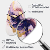 Purple and Gold Strokes I - Asymmetric Metal Wall Clock